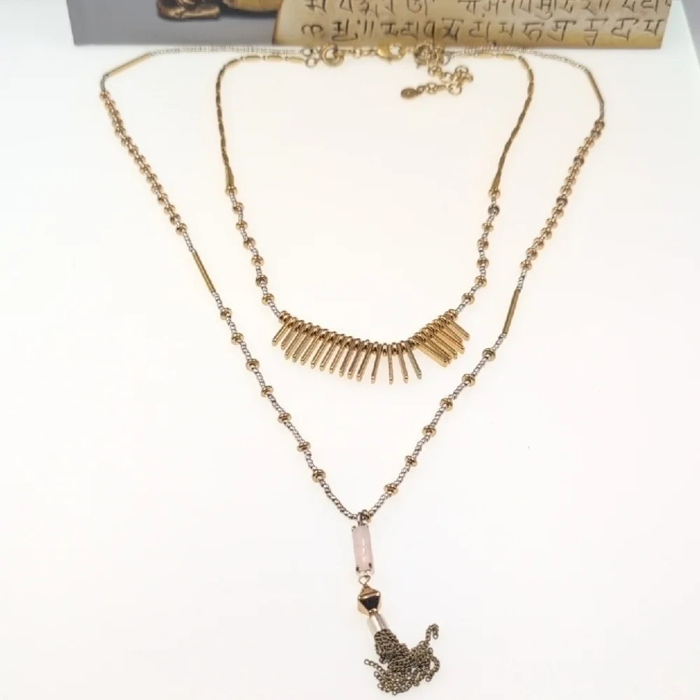 Stella & Dot Gold and Silver Layered Necklace Wear 3-ways Together Or Separate